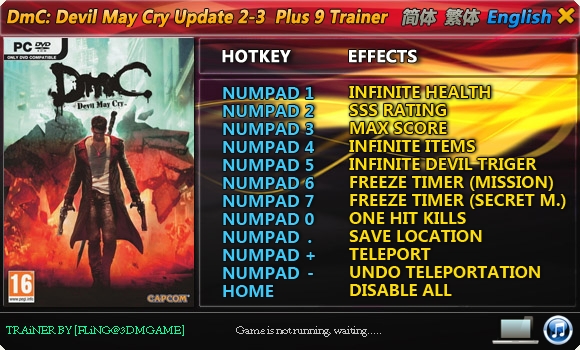 DmC - Devil May Cry: Trainer (+9) [Update 2 ~ 3] {FLiNG}