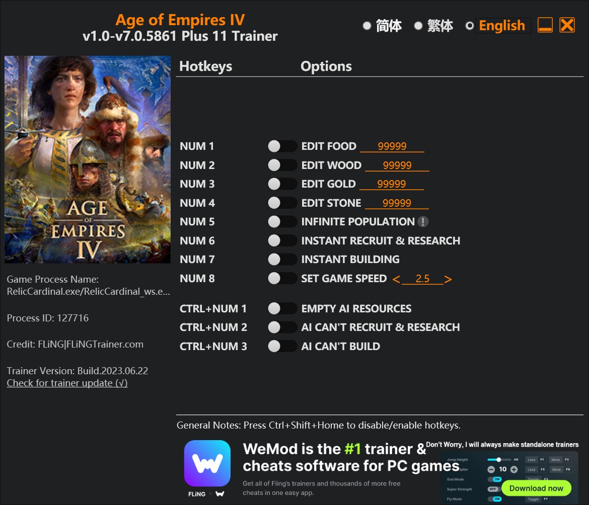 Age of Empires IV: Trainer +11 v1.0-v7.0.5861 {FLiNG}