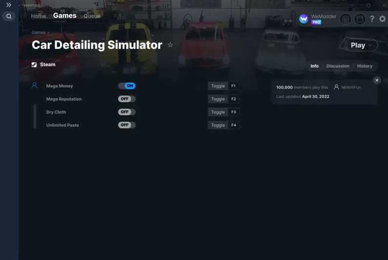Car Detailing Simulator: Trainer +4 v05.05.2022 {MrAntiFun / WeMod}