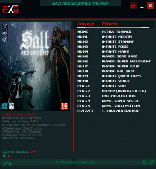 Salt and Sacrifice: Trainer +16 v1.0-v1.0.0.4 {FutureX}