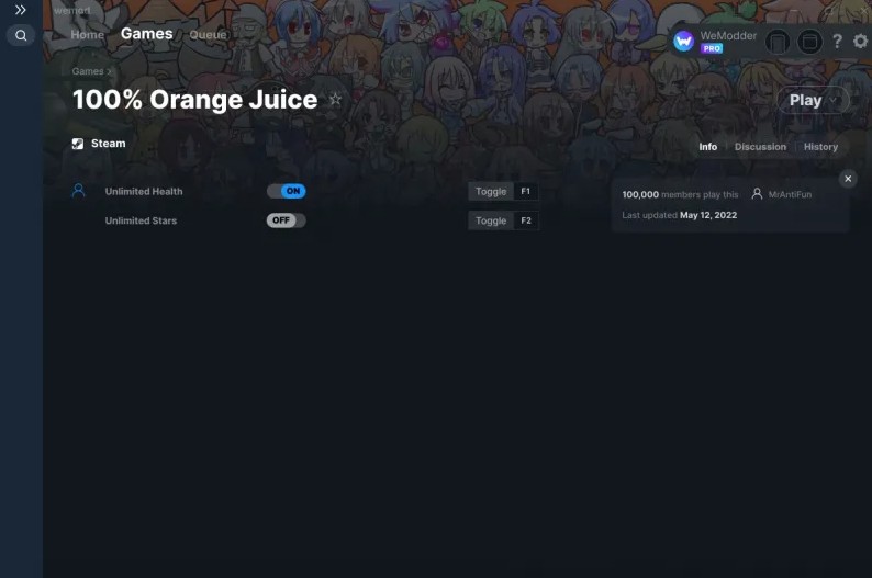 100% Orange Juice: Trainer +2 v12.05.2022 {MrAntiFun / WeMod}