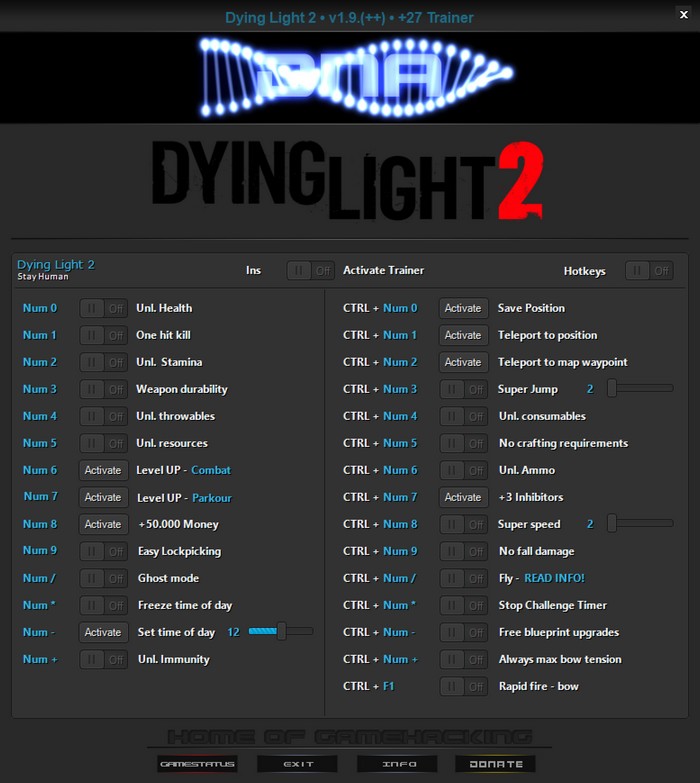 Dying Light 2: Stay Human - Trainer +27 v1.15 {DNA / HoG}