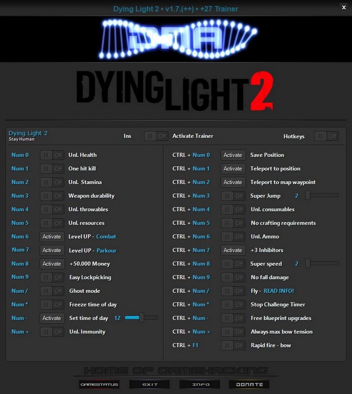 Dying Light 2: Stay Human - Trainer +27 v1.14 {DNA / HoG}