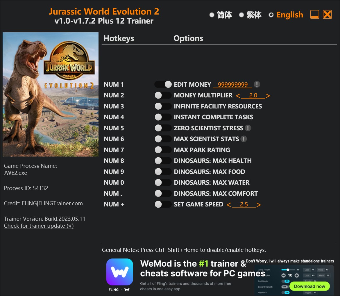 Jurassic World Evolution 2: Trainer +12 v1.0-v1.7.2 {FLiNG}