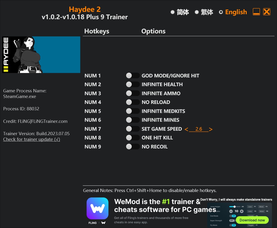 Haydee 2: Trainer +9 v1.0.2-v1.0.18 {FLiNG}