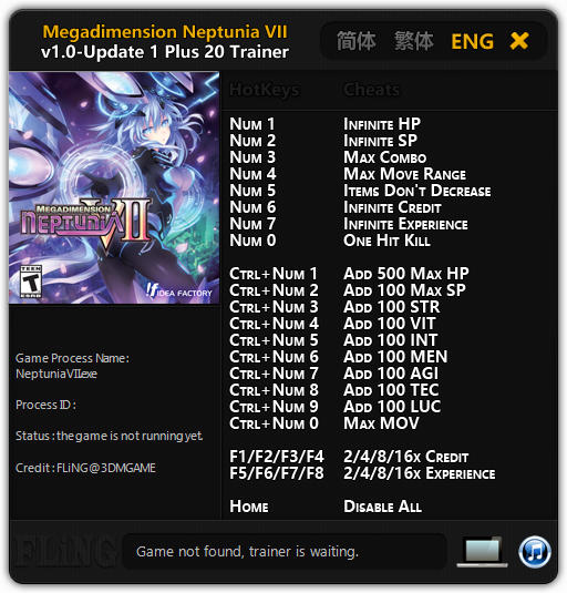 Megadimension Neptunia 7: Trainer +20 v1.0 - Update 1 {FLiNG}