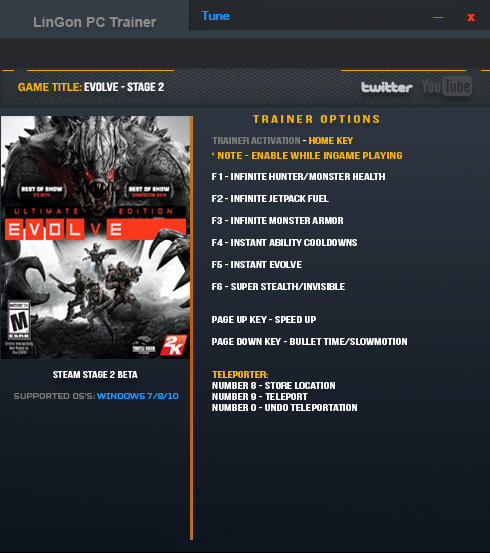 Evolve Trainer: +10 Stage 2 Steam Up 15.07.2016 {LinGon}