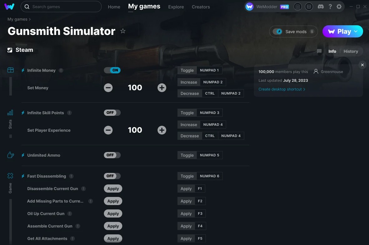 Gunsmith Simulator: Trainer +12 v28.07.2023 {GreenHouse / WeMod}