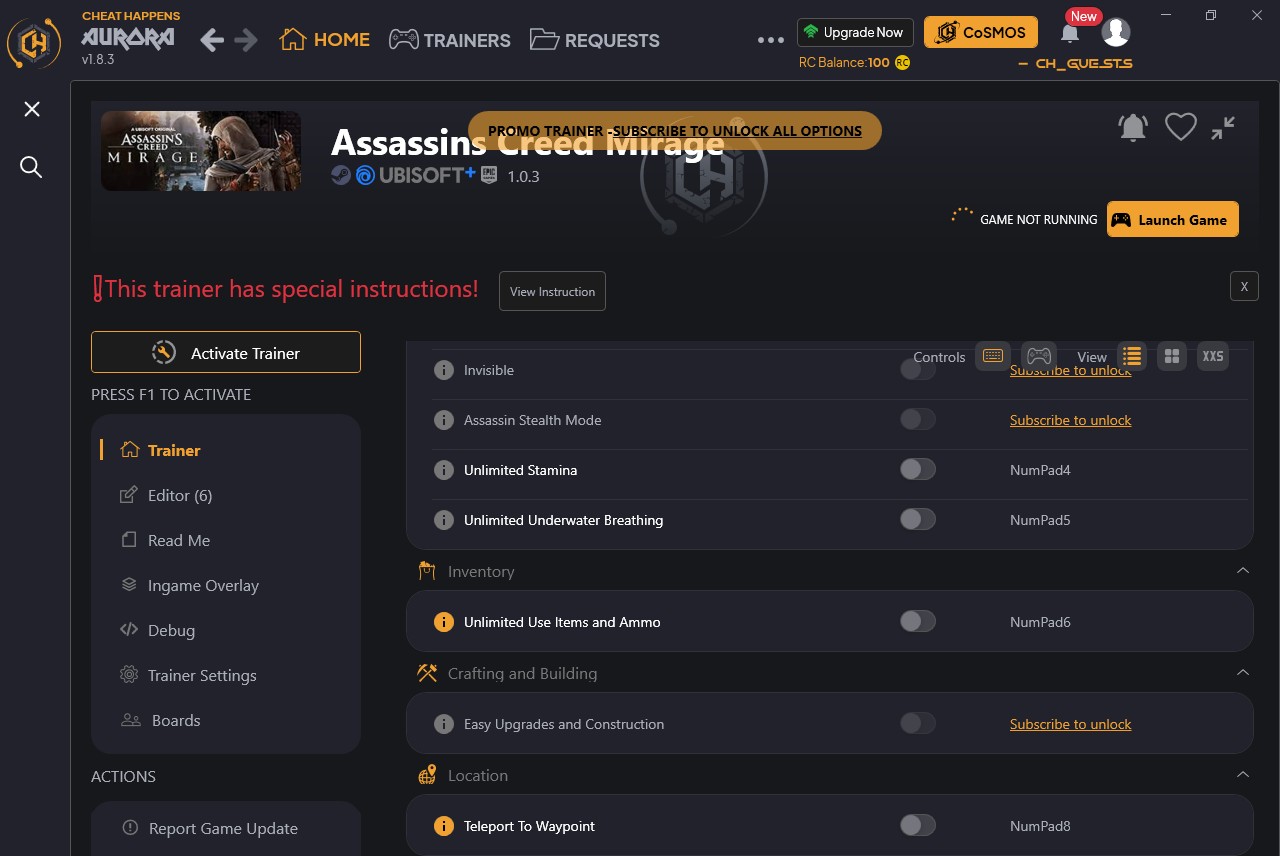 Assassin's Creed: Mirage - Trainer +15 v1.0.3 {CheatHappens.com}