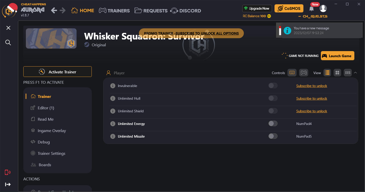 Whisker Squadron: Survivor - Trainer +6 {CheatHappens.com}