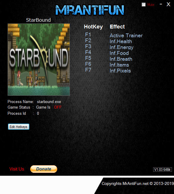 Starbound: Trainer +6 v1.4.1 64bit {MrAntiFun}