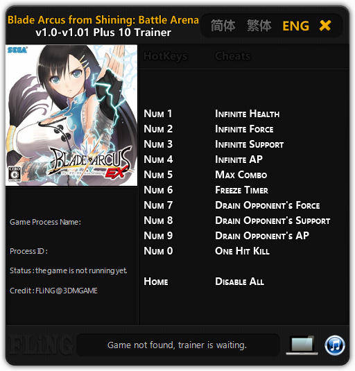 Blade Arcus from Shining: Battle Arena - Trainer +10 v1.0 - 1.01 {FLiNG}