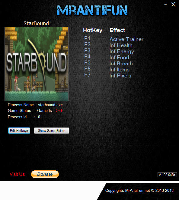 Starbound: Trainer +6 v1.3.4 64bit {MrAntiFun}