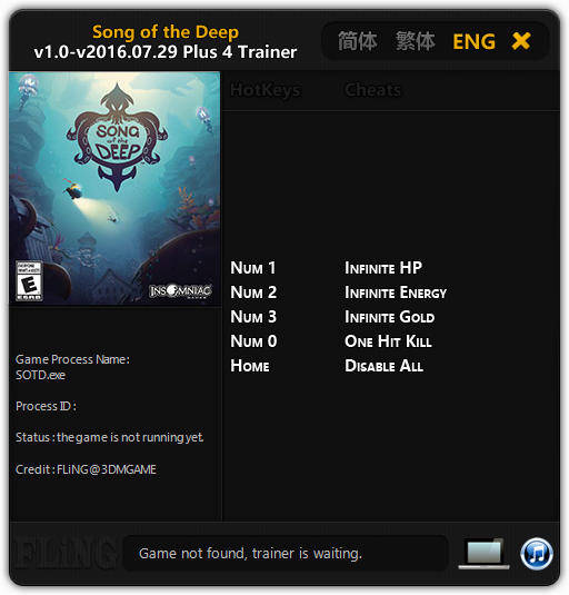 Song of the Deep: Trainer +4 v1.0 - 2016.07.29 {FLiNG}