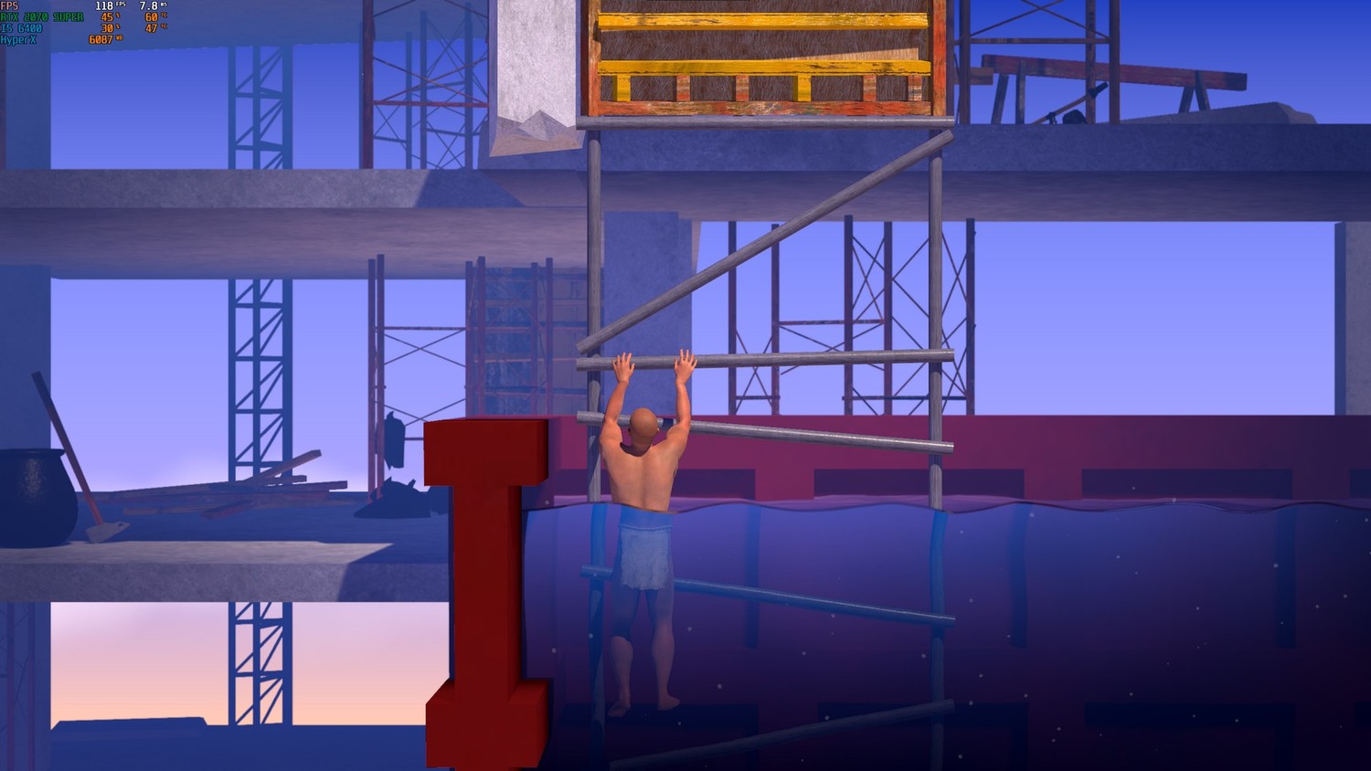 A Difficult Game About Climbing: SaveGame (start with a pool at a construction site)