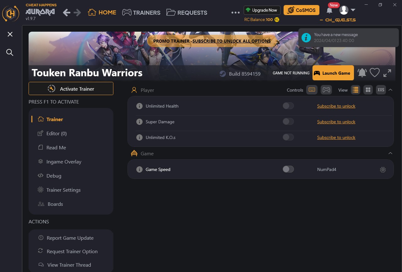 Touken Ranbu Warriors: Trainer +4 {CheatHappens.com}