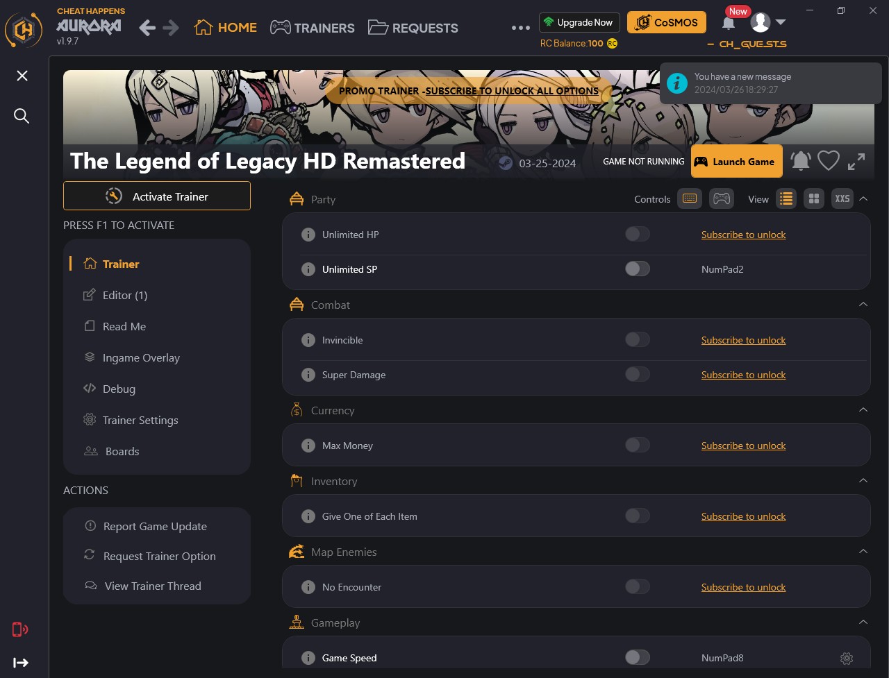 The Legend of Legacy: HD Remastered - Trainer +9 {CheatHappens.com}