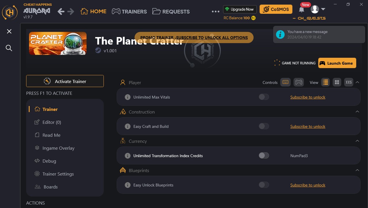 The Planet Crafter: Trainer +4 {CheatHappens.com}