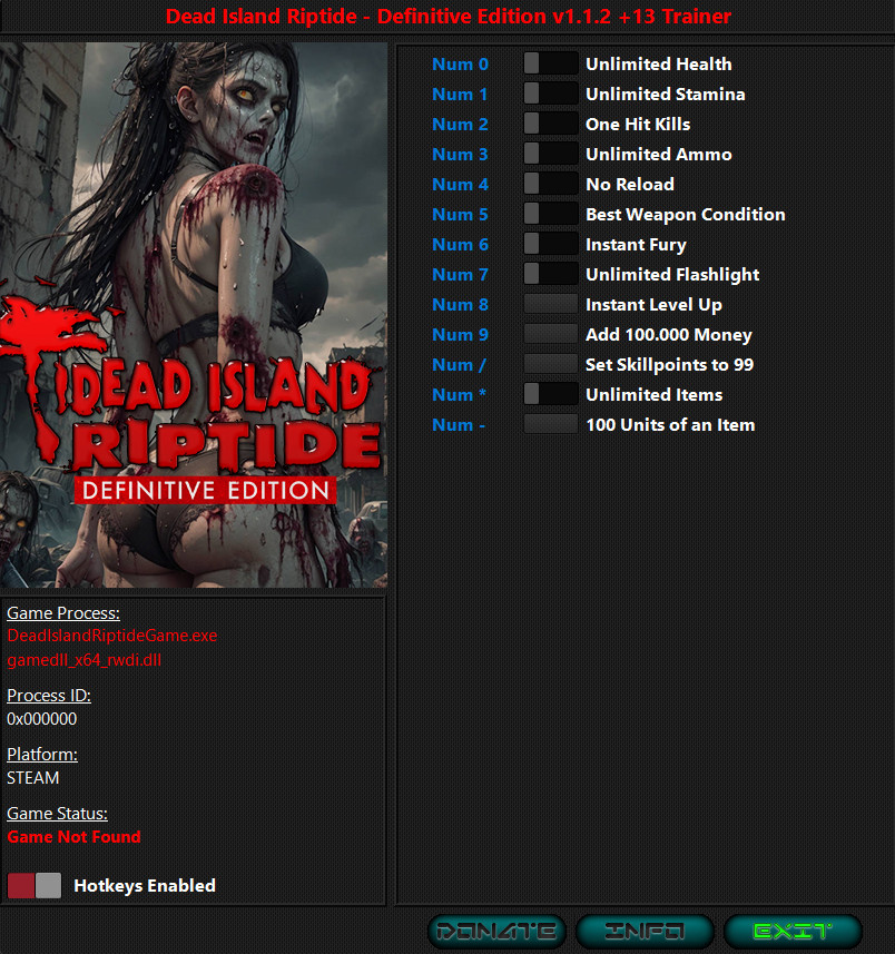 Dead Island: Riptide - Definitive Edition - Trainer +13 v1.1.2 {iNvIcTUs oRCuS / HoG}