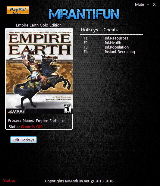 Empire Earth Gold Edition: Trainer (+4) [2.00] {MrAntiFun}