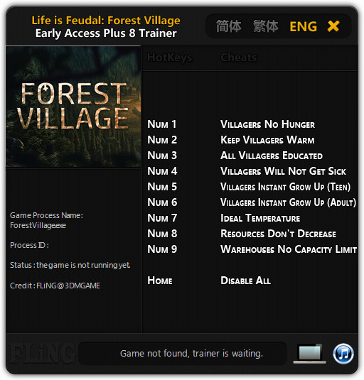 Life is Feudal: Forest Village - Trainer +8 Early Access Updated 2016.09.01 {FLiNG}