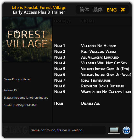 Life is Feudal: Forest Village - Trainer +8 Early Access Updated 2016.09.14 {FLiNG}