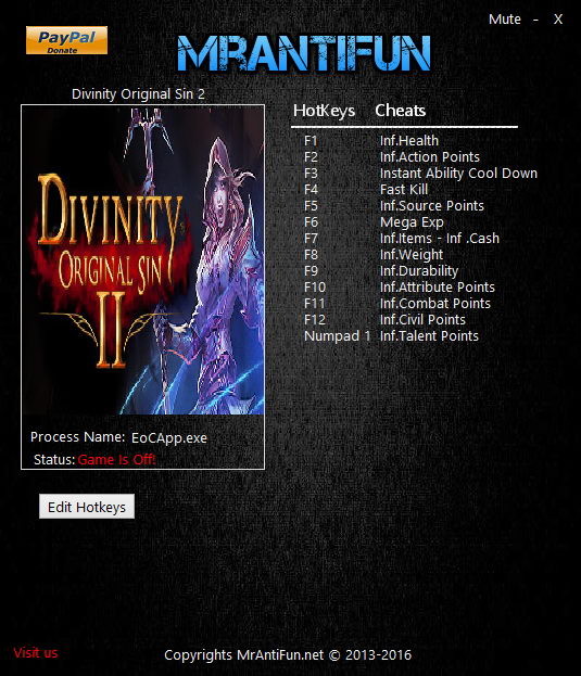 Divinity: Original Sin 2 - Trainer +14 v3.0.226.993 {MrAntiFun}
