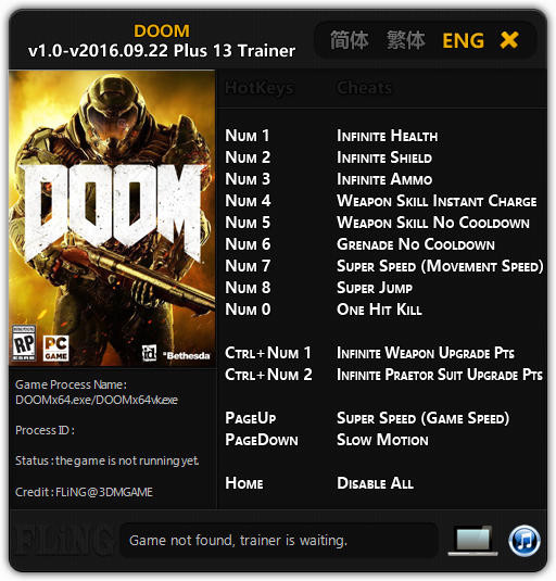 Doom 4: Trainer (+13) [1.0 - Update: 22.09.2016] {FLiNG}