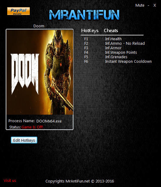 Doom 4 - Vulkan: Trainer (+8) [Update 09.23.2016] {MrAntiFun}