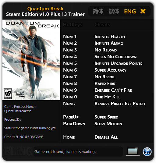 Quantum Break: Trainer (+13) [1.0: Steam Version] {FLiNG}