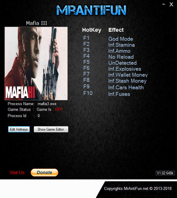 Mafia 3: Trainer +9 v1.090 B {MrAntiFun}