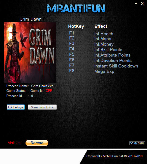 Grim Dawn: Trainer +8 v1.0.7.0 {MrAntiFun}