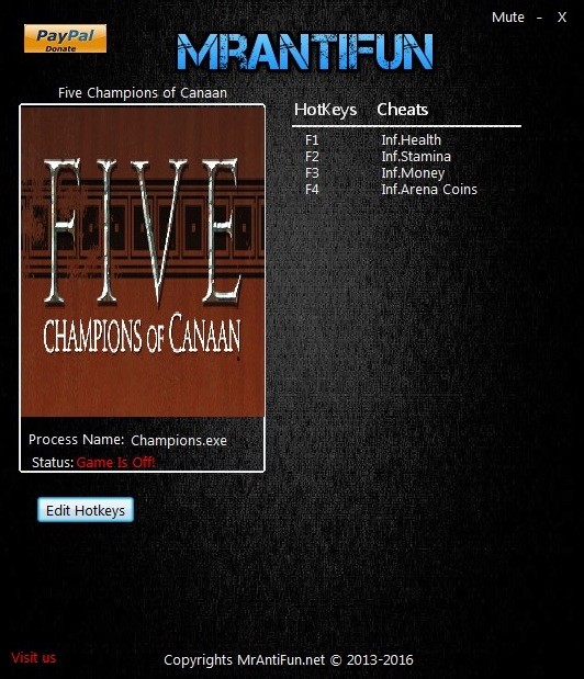 Five Champions of Canaan: Trainer +4 V1.0.2.879 {MrAntiFun}