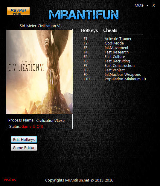 Sid Meier's Civilization 6: Rise And Fall Expansion - Trainer +12​ v1.0.0.257 {MrAntiFun}