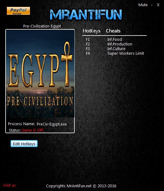 Pre-Civilization Egypt: Trainer +4 V1.00 {MrAntiFun}