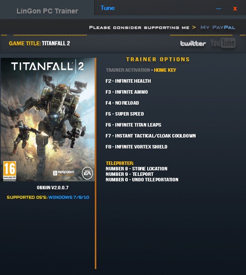 Titanfall 2: Trainer (+9) [2.0.0.7] {LinGon}