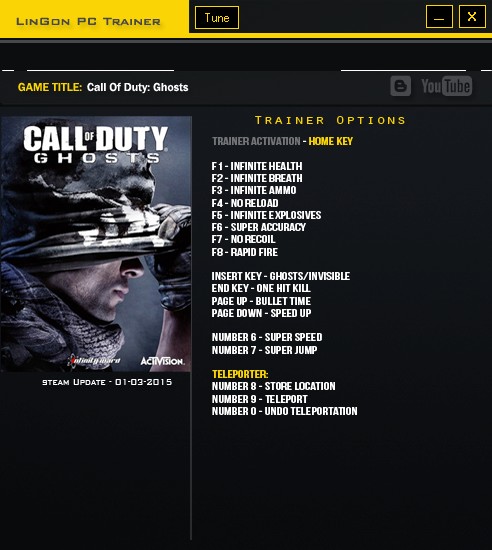Call of Duty ~ Ghosts: Trainer (+16) [Update: 01.03.2015] {LinGon}