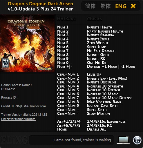 Dragon's Dogma: Dark Arisen - Trainer +24 v1.0 - Update 3 {FLiNG}