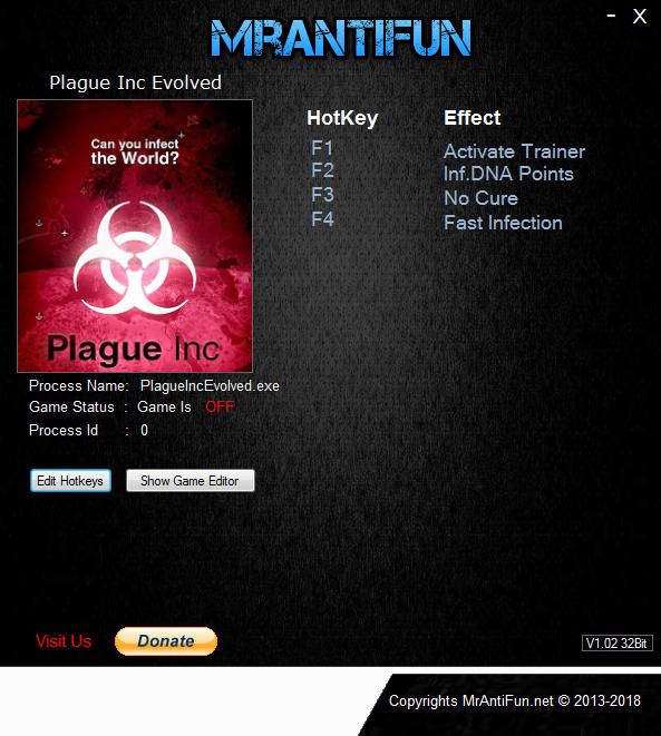Plague Inc. Evolved: Trainer +3 v1.16.3 {MrAntiFun}