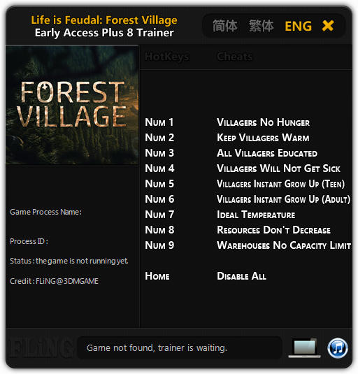 Life is Feudal: Forest Village - Trainer +8 Early Access Updated 2016.11.18 {FLiNG}