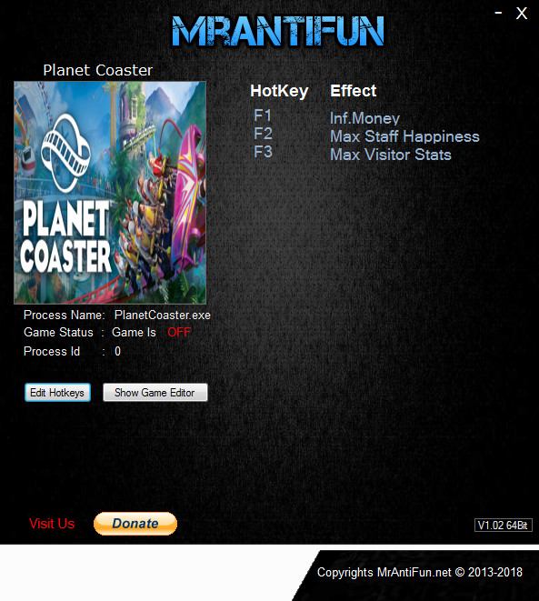Planet Coaster: Trainer +3 v1.8.2 {MrAntiFun}
