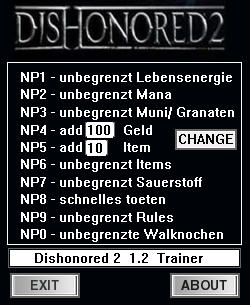 Dishonored 2: Trainer (+10) [1.2] {dR.oLLe}