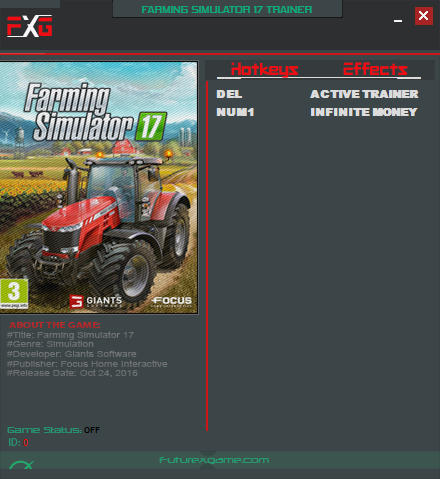 Farming Simulator 17: Trainer (+1 Money) [Update 2] {FutureX}