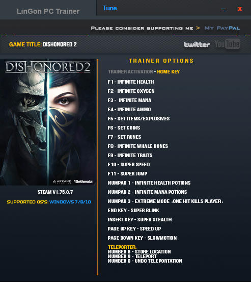 Dishonored 2: Trainer (+18) [1.75.0.7] {LinGon}