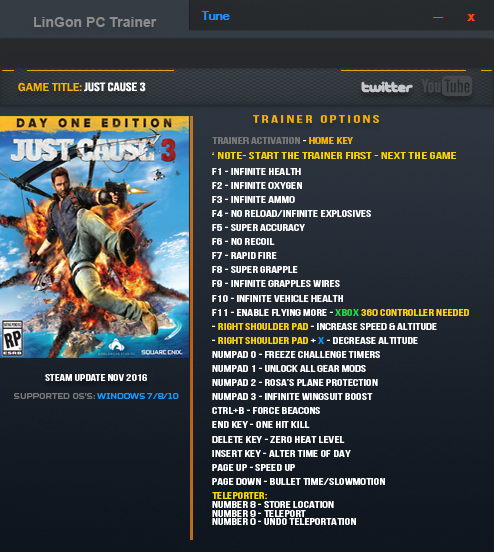 Just Cause 3: Trainer (+24) [Update: Nov 2016] {LinGon}