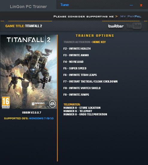Titanfall 2: Trainer (+10) [2.0.0.7: x64] {LinGon}