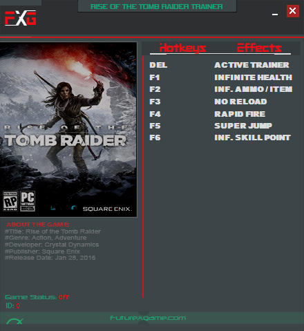 Rise of the Tomb Raider: Trainer (+6) [Update: 30.09.2016] {FutureX}
