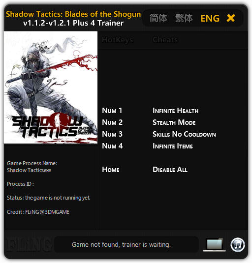 Shadow Tactics: Blades of the Shogun - Trainer (+4) [1.1.2 - 1.2.1] {FLiNG}