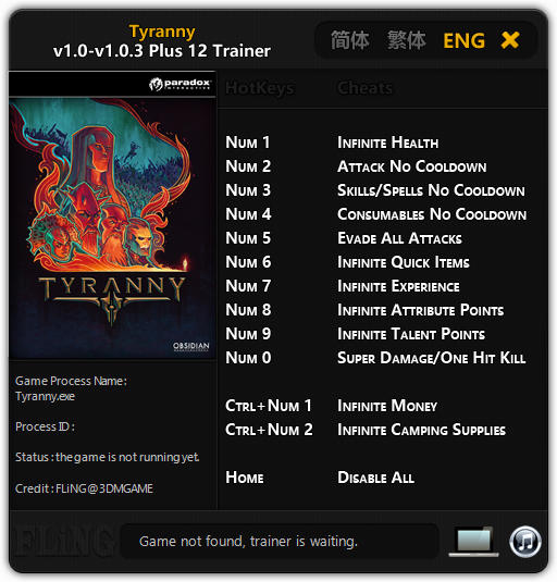 Tyranny: Trainer (+12) [1.0 - 1.0.3] {FLiNG}