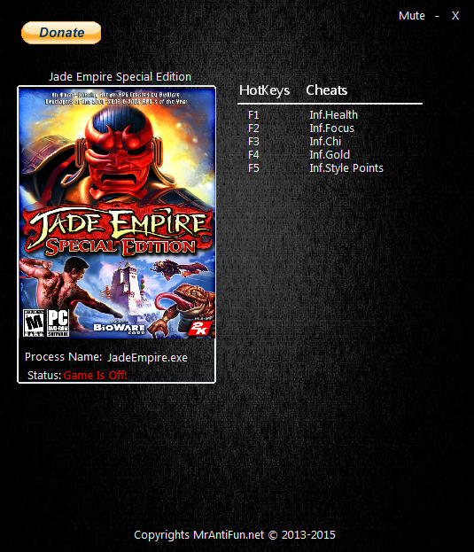 Jade Empire: Special Edition - Trainer (+5) [Latest Origin] {MrAntiFun}